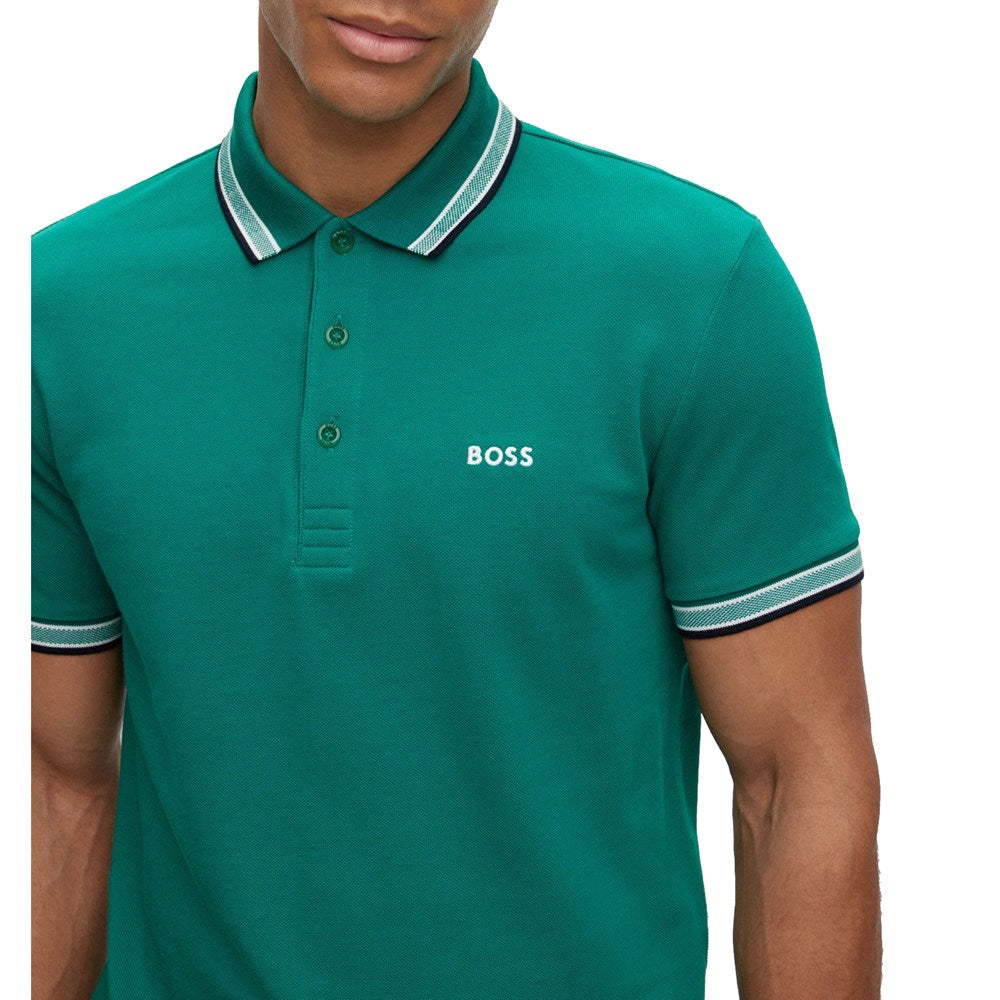 Boss Paddy Cotton Pique Polo - Dark Green