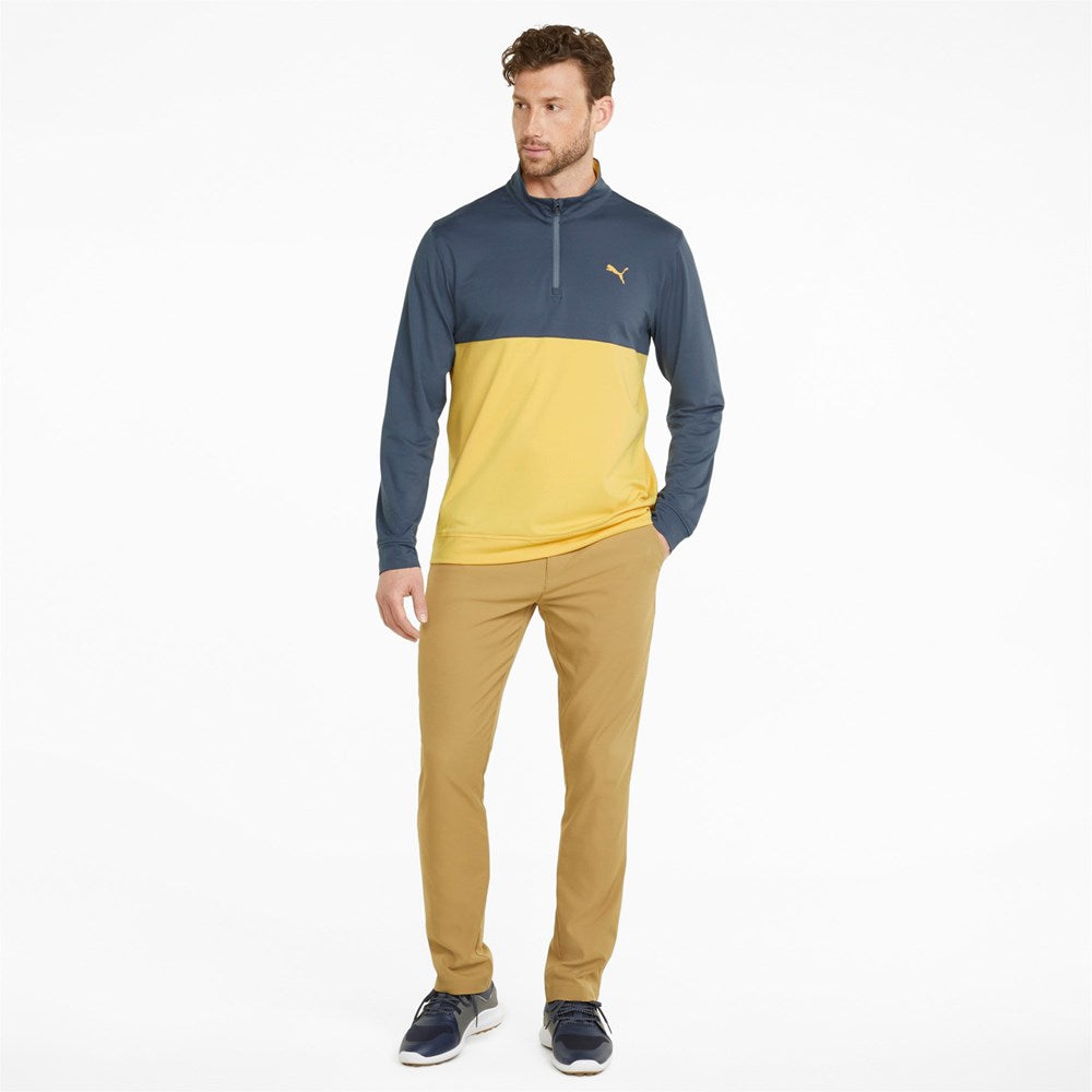 Puma Gamer Colourblock Golf 1/4 Zip - Evening Sky/Mustard Seed