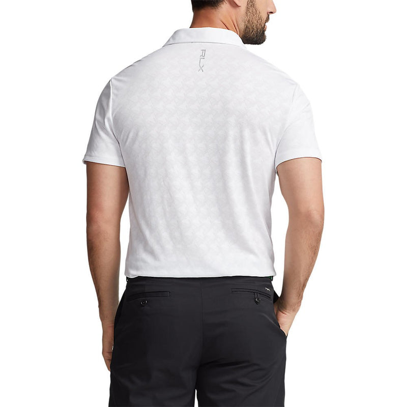 RLX Ralph Lauren Jacquard Performance Polo Shirt - Pure White Geo Sailboat