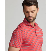 RLX Ralph Lauren YD Stripe Lightweight Airflow Polo - Spring Red Multi