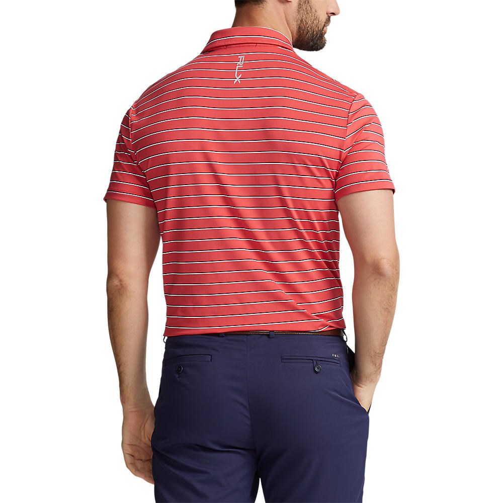 RLX Ralph Lauren YD Stripe Lightweight Airflow Polo - Spring Red Multi