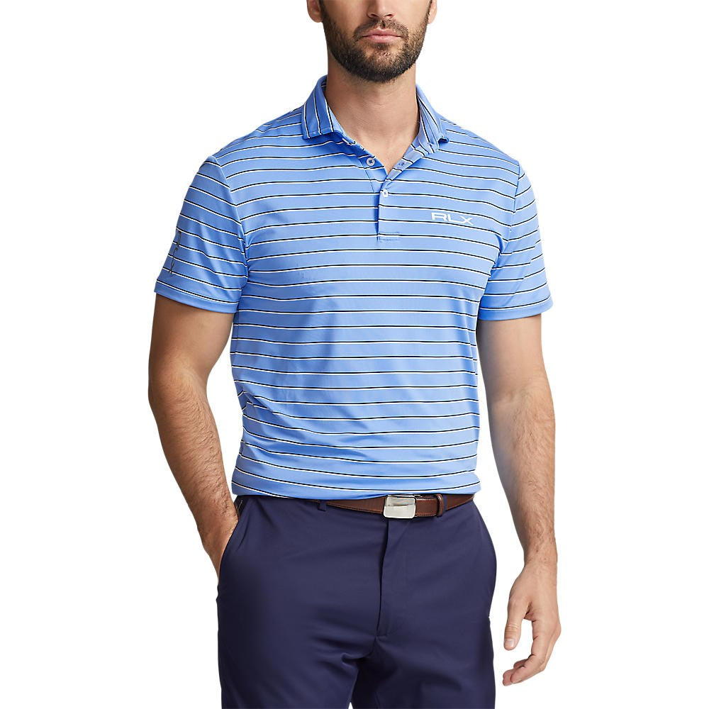 RLX Ralph Lauren YD Stripe Lightweight Airflow Polo - Florida Blue Multi